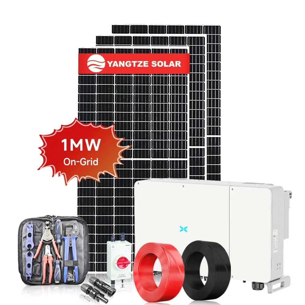 Commercial 1Mw Solar Power Plant System with strings inverters on-grid controls 1mw