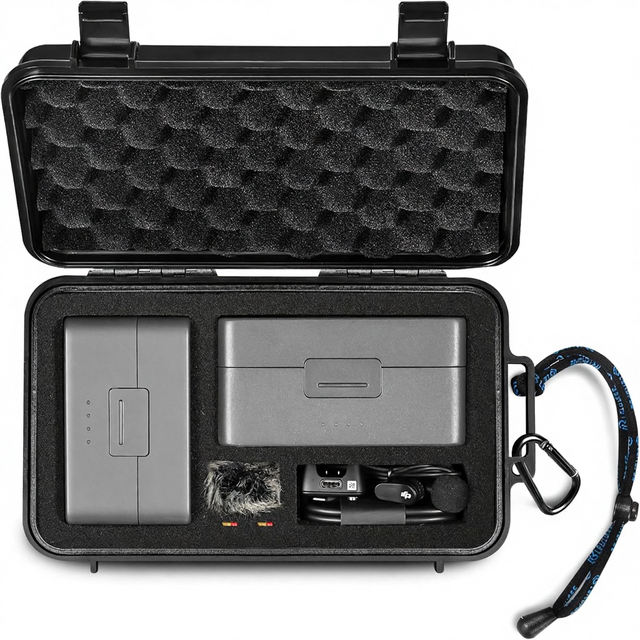 Lekufee DJI Mic Mini Travel Waterproof Hard Case LK150-4 for DJI Mic 3 2 Charging Case Transmitter Receiver Labelia Microphone