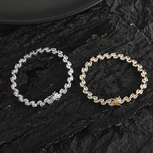 Zircon <b>Bracelet</b> Oval Double Row Chain, <b>Copper</b> Inlaid Zircon Tennis Chain Hip Hop Jewelry Tanjing Fashion Lijing Necklace - Product Image 1