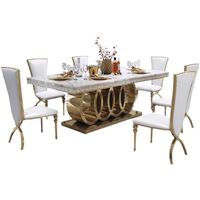 Table à manger rectangulaire et chaises en métal italien Meubles élégants de salon d'hôtel pour un usage domestique