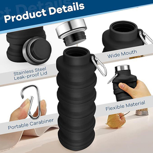 Portable Food Grade Silicone Foldable <b>Water</b> <b>Bottle</b> Outdoor Collapsible Sport Drinking <b>Bottles</b> <b>Large</b> Capacity - Product Image 3