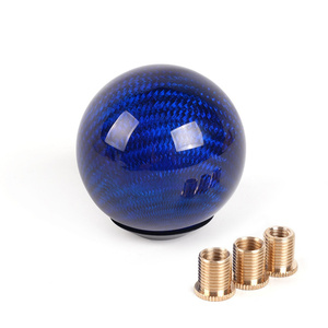 Accessoires décoratifs universels pour voiture, pommeau de levier de vitesse en fibre de carbone, forme ronde, avec adaptateur pour voiture - Product Image 2