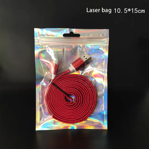 Dazzle Pull os sac en plastique translucide ornements cadeau étui de téléphone portable de haute qualité câble de données sac à fermeture éclair sac laser - Product Image 2