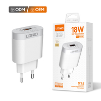 Chargeur mural rapide LDNIO A303Q haute vitesse avec prise EU, PD 18W, USB Type-C, adaptateur de charge rapide, protection contre les surtensions, rallonge