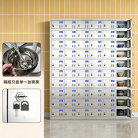 Casier de gym en acier inoxydable à 60 portes, durable, à poser au sol, avec serrure à clé, multi-compartiments, résistant aux rayures, pour le stockage alimentaire des employés, en métal