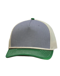 Casquette Trucker Unisexe Grise en Maille avec Visière Verte Réglable, 6 Panneaux, Style Décontracté, Couleur Unie, Adaptée aux Quatre Saisons - Product Image 1