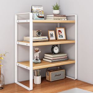 Estantería de escritorio de varios niveles, estante de almacenamiento sencillo para escritorio de oficina, librero moderno minimalista de hierro forjado para estudiantes, ahorro de espacio - Product Image 1