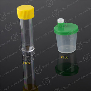 Vaso para orina desechable de 30 ml con tapa de rosca W405, 40 ml con boquilla W406, para recolección de muestras médicas - Product Image 1