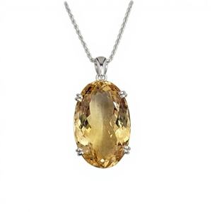 Pendentif ovale en citrine et argent sterling, pierre de naissance de novembre, bijoux élégants de haute qualité pour enfants et femmes, cadeau, collier tendance - Product Image 1