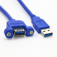 Cable USB 3.0 Extendido Tipo Panel con Conector Macho a Hembra, Tornillos de Bloqueo, Cable de Datos de Alta Velocidad con Conductor de Cobre para