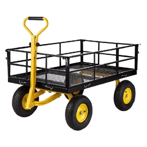 スチールガーデンカートヘビーデューティ700kgsフラットベッド折りたたみ式ユーティリティ金属ワゴン2イン1ハンドルファームヤードメッシュトロリー - Product Image 5