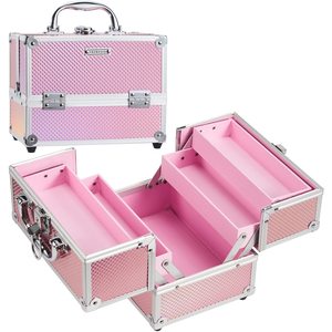 Maletín <span class=keywords><strong>de</strong></span> <span class=keywords><strong>Maquillaje</strong></span> Profesional Portátil con 4 Bandejas Desplegables Estuche <span class=keywords><strong>de</strong></span> Cosméticos <span class=keywords><strong>de</strong></span> Viaje con Cerradura y Llave Organizador <span class=keywords><strong>de</strong></span> Joyas <span class=keywords><strong>para</strong></span> Mujeres y Chicas - Product Image 1