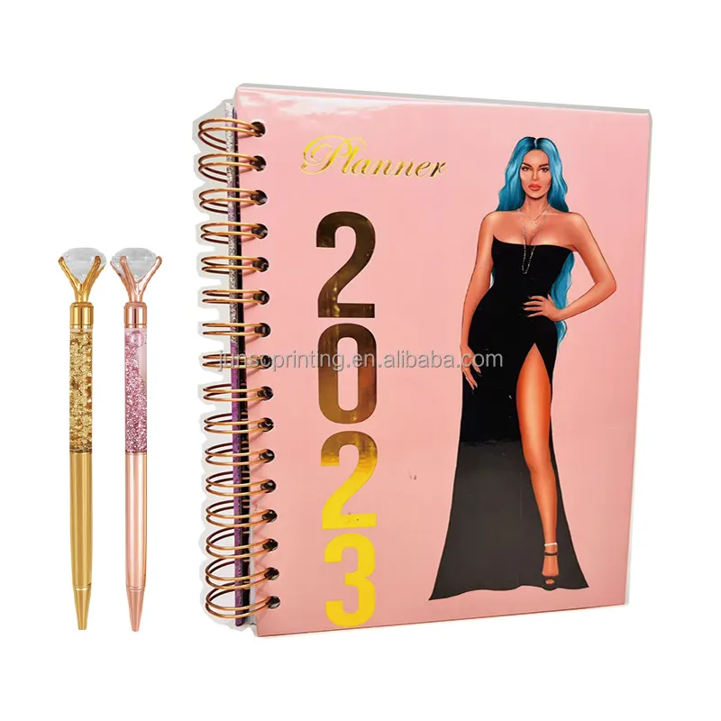 Impressão personalizada gratidão calendário Note Book Diário subiu folha de ouro A5 Jornal espiral Notebook planejador diário/2023 revistas planejador