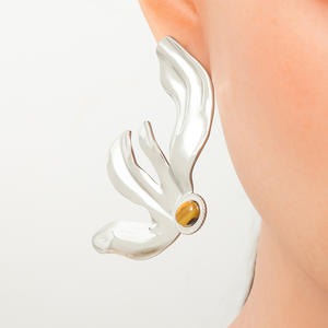 Ginkgo Leaf <b>Stud</b> Earrings 18K Gold Plated <b>Titanium</b> Steel Fashion Jewelry For Women European Style - Product Image 4