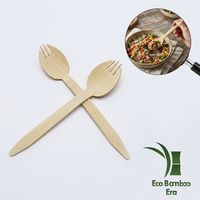 Ecologisch verantwoorde, wegwerp bamboe spork, FDA LFGB goedgekeurd, biologisch afbreekbare bamboe vork-lepel combinatie voor feestjes