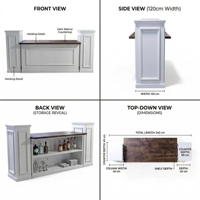 Table de bar portable pour mariage, comptoir mobile en contreplaqué avec étagères pour événements extérieurs, location en gros