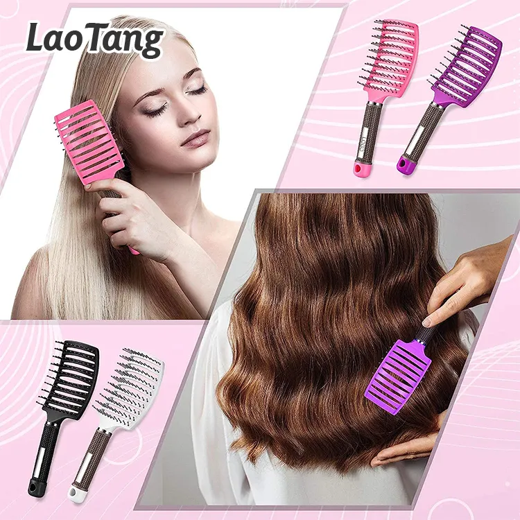 Custom Portable Plastic Detangler Hairbrush Combs Anti Static Spiral Detangling Brush Hair Comb Set