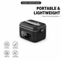 Kabellose Tragbare Edelstahl 1L Lunchbox Elektrischer Aufladbarer Speisenwärmer mit Timer-Funktion für Camping Picknick Outdoor