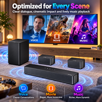 Système Home Cinéma 5.1 avec barre de son 320W, caisson de basses sans fil, enceintes arrière, contrôle par application, HD ARC et Bluetooth
