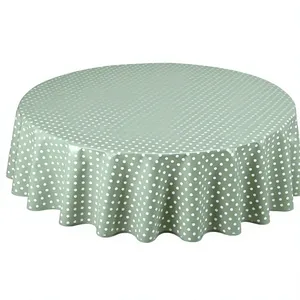 <span class=keywords><strong>Nappe</strong></span> <span class=keywords><strong>ronde</strong></span> simple en PVC enduit Haushead Home Direct, 160 cm, vert sauge à pois - Product Image 4