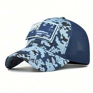 Wholesale Custom Camouflage Mesh Baseball Cap Summer America Flag Velcro <b>Patch</b> logo Camo Hats Trucker Hat - Product Image 3