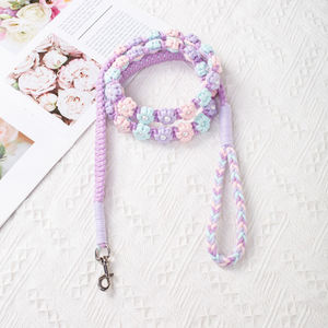 फीता सजावट के साथ उच्च गुणवत्ता वाले चमड़े के पालतू कॉलर, कारखाने के पट्टा से सस्ती कीमत कुत्ते पट्टा - Product Image 4