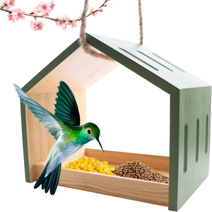 Comedero de Pájaros de Madera Premium para Exteriores, Casa para Pájaros Silvestres Colgante con Circulación de Aire para Jardín, Patio o Ventana - Product Image 1