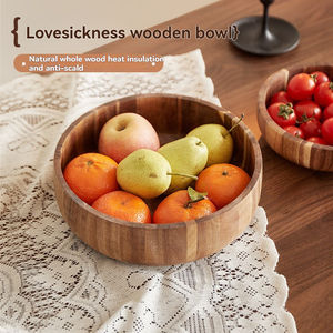 Sang Trọng Lớn Rắn Gỗ Trái Cây Salad Phục Vụ Bát Mộc Mạc Bằng Gỗ Bột Bát Đánh Bóng Cho Quà Tặng Doanh Nghiệp Dùng Một Lần Bong Bóng - Product Image 3