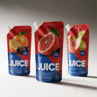 Sachets d'emballage Doypack à bec verseur, personnalisés, imprimés, en plastique laminé barrière, de 150 ml, 200 ml, 300 ml, pour jus, boissons et purées