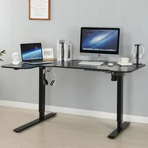 suppliers ultra-strong triple motor standing corner desk black wooden grain L shaped height adjustable table with 3 legs