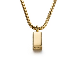 สร้อยคอผู้ชาย Power Energy Gold Nugget ดีไซน์เฉพาะตัว แฟชั่นสไตล์โดดเด่น ญี่ปุ่น เกาหลี จี้สี่เหลี่ยมสแตนเลสสุดเทรนดี้ - Product Image 5