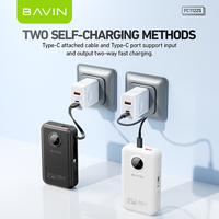 BAVIN vente en gros petite banque d'alimentation câble rétractable PC1122S 10000mah 22.5w charge rapide avec affichage LED
