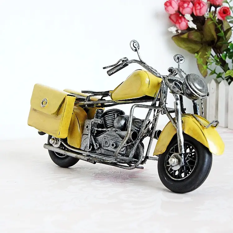 Sepeda motor besi buatan tangan klasik, dekorasi rumah kerajinan logam penjualan terbaik untuk anak-anak