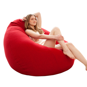 Cómodo Sillón Puff Rojo Grande para Adultos con Fundas Modernas para Puff (Solo Funda, Solo Tela de Tapicería) - Product Image 1
