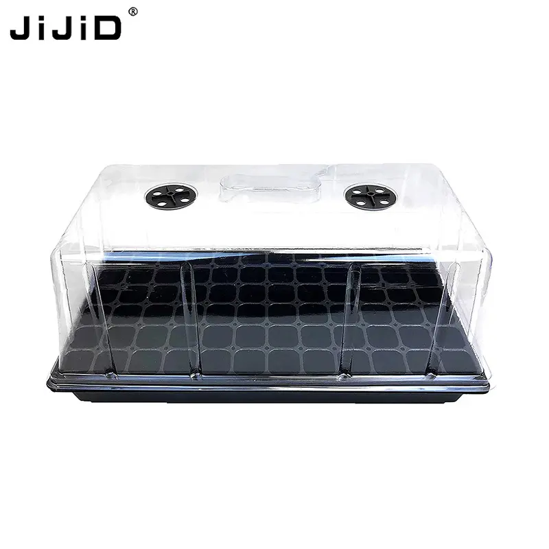 JiJiD48穴正方形再利用可能なプラスチックトレイガーデン野菜繁殖成長ボックス蓋付き保育園トレイ苗は折りたたみ式ではありません