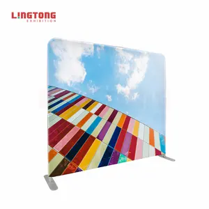 Lingtong Portable 8x8 Trade Show Square Pillow Case Tension Fabric Party Backdrop Stand For Decoration