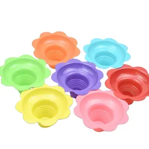 4oz 8oz colorido plástico flor en forma de cono de nieve raspado tazas de goteo de hielo cuencos de helado para fiesta de niños