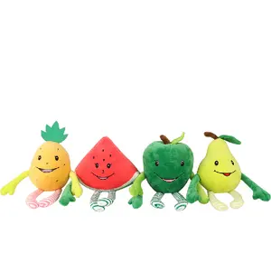 Custom OEM ODM Lovely Smiling Different Kinds Stuffed Fruit Pear Apple Strawberry Watermelon Soft Plush Doll Toy