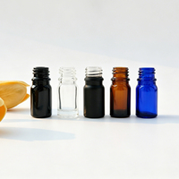 Flacon d'huile essentielle transparent, noir mat, ambre, 5 ml, mini flacon compte-gouttes en verre avec différents compte-gouttes