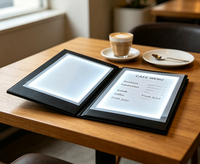 Menu lumineux LED, porte-menu rétroéclairé double page, menu en cuir rechargeable pour restaurant, bar, hôtel