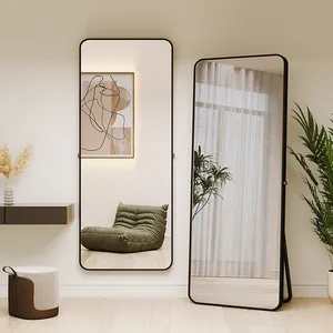 Free Standing Dressing Mirror Wall Aluminum Framed Mirror Full Square Length Large Size Oversized Full-length Body Floor Mirrors