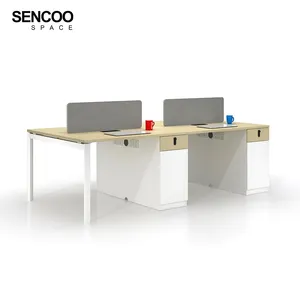 आधुनिक एमएफसी बोर्ड डिजाइन क्लासिक कार्यालय फर्नीचर, कार्यालय डेस्क कार्यालय टेबल के लिए 4 कर्मचारी वर्कस्टेशन