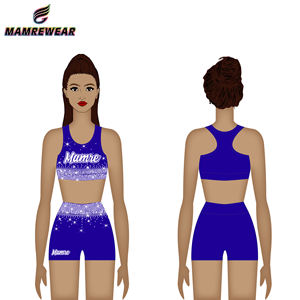 Aanpasbare Dragon Ombré Strass Zwart Blauwgroen Blauwe Sportbeha En Korte Broek <span class=keywords><strong>Cheerleading</strong></span> Uniformen - Product Image 6