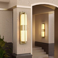 Lampes murales LED en cuivre et marbre de haute qualité, longues et rectangulaires, étanches IP65, pour l'éclairage extérieur de villas, éclairage décoratif