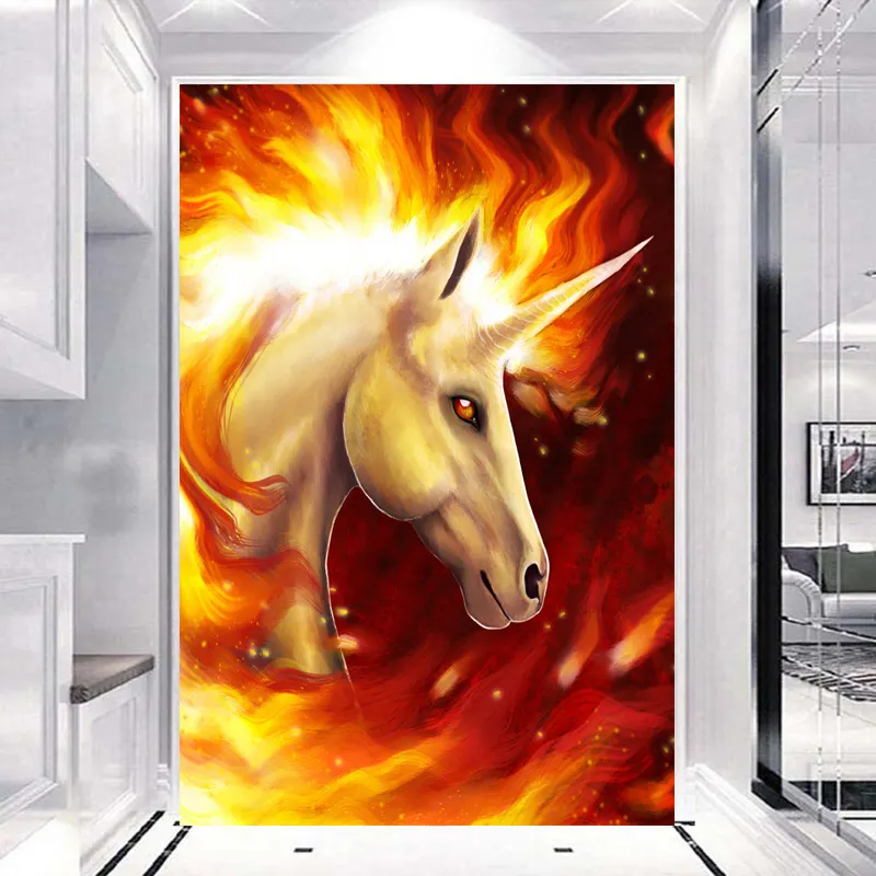5D DIY lukisan berlian hewan serigala berlian bordir kuda api kruistik penuh mosaik seni dekorasi rumah permainan gambar hewan