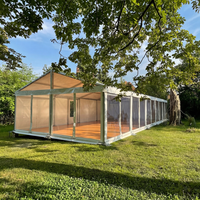 Tente de réception en aluminium de luxe pour événements extérieurs, tente de mariage à structure ouverte avec parois latérales transparentes en PVC pour banquets