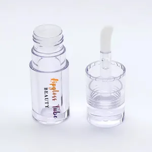 Private label clear liquid lipstick bottle wand tube applicator customized empty clear lipgloss tube with brush