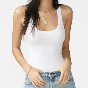 Hot sale simple style blank plain vest women's fitness tank tops workout ribbed sexy tank top
