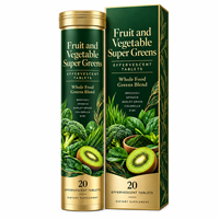 Comprimés Effervescents Super Greens avec Brocoli, Épinards, Herbe d'Orge, Chlorelle, Spiruline, Chou Frisé – Vente en Gros OEM