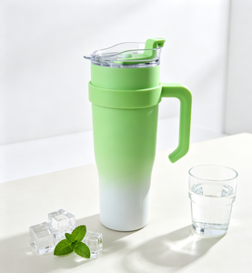 <b>40oz</b> Stainless Steel <b>Tumbler</b> <b>With</b> <b>Handle</b> Gradient Color Travel Mug Flip Straw Lid Car Coffee Cup For Outdoor Water bottle custom - Product Image 1